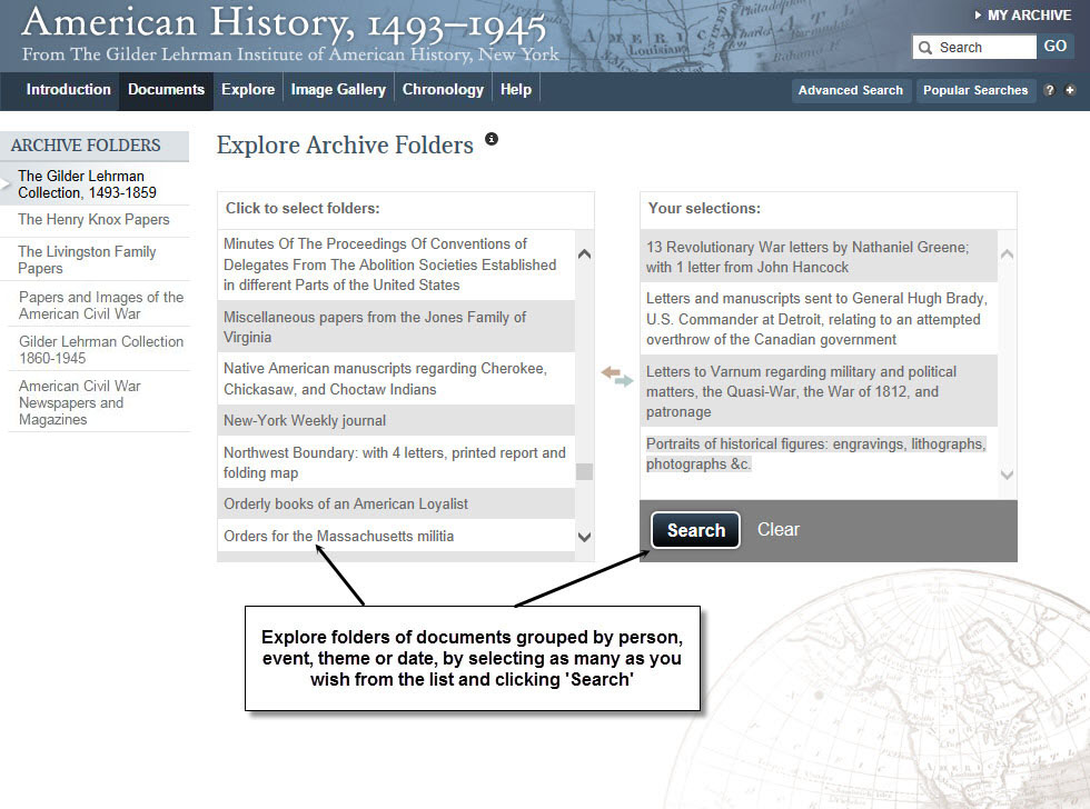 Explore Archive Folders page showing categories under 'Archive Folders'